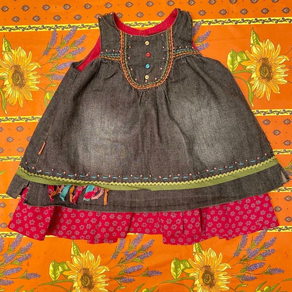 Catimini Embroidered Chambray Dress💕